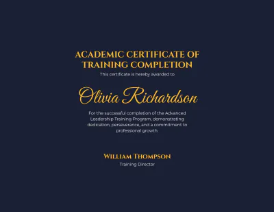 Free Academic Certificate Template for Training Completion - Edit Online & Download Example | Template.net to Edit Online