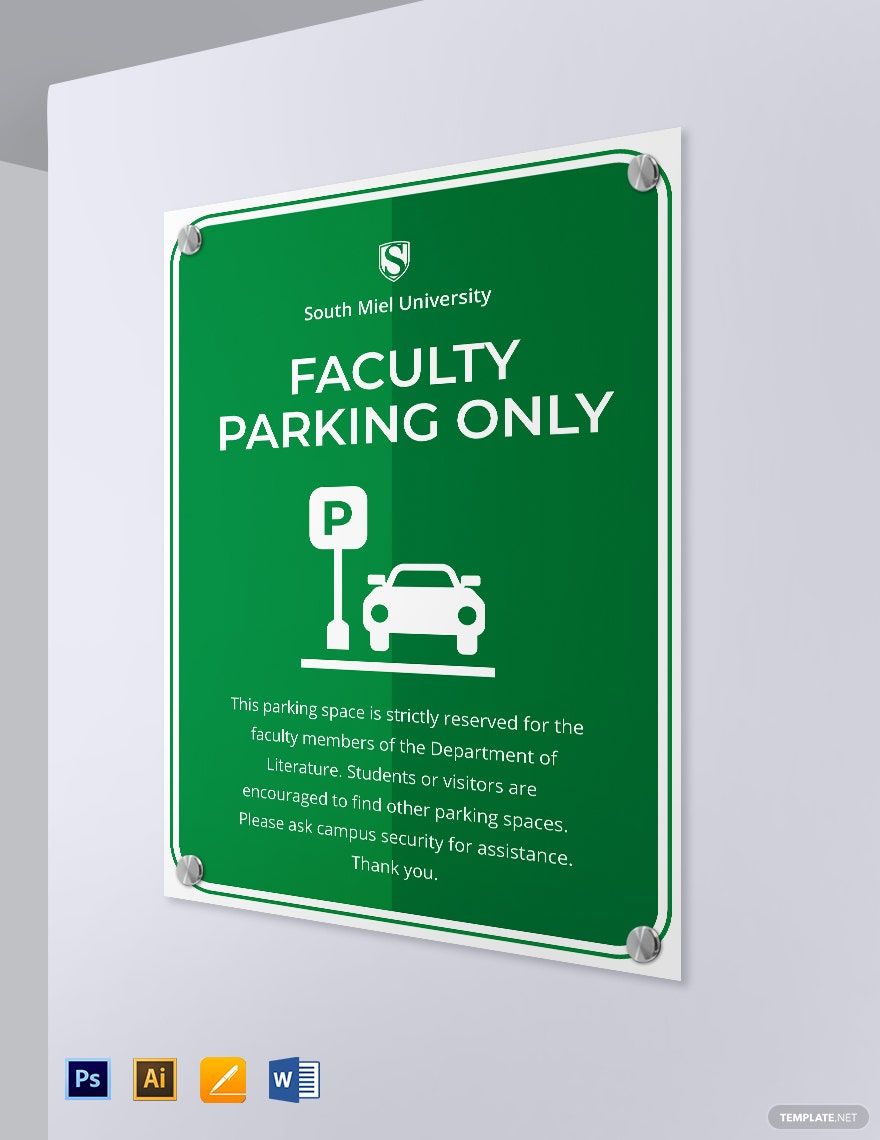Free Facility Parking Signage Template