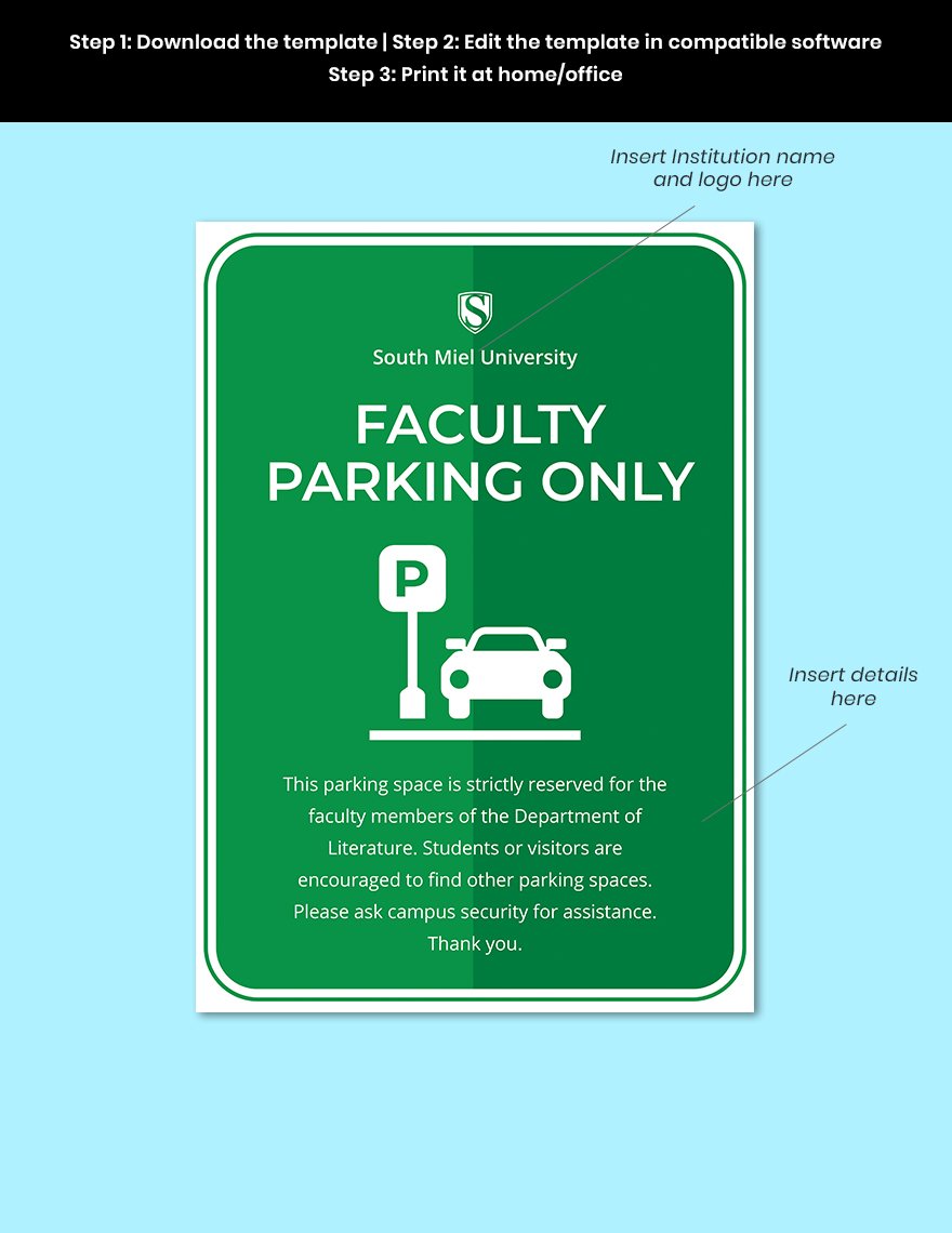 Facility Parking Signage Template