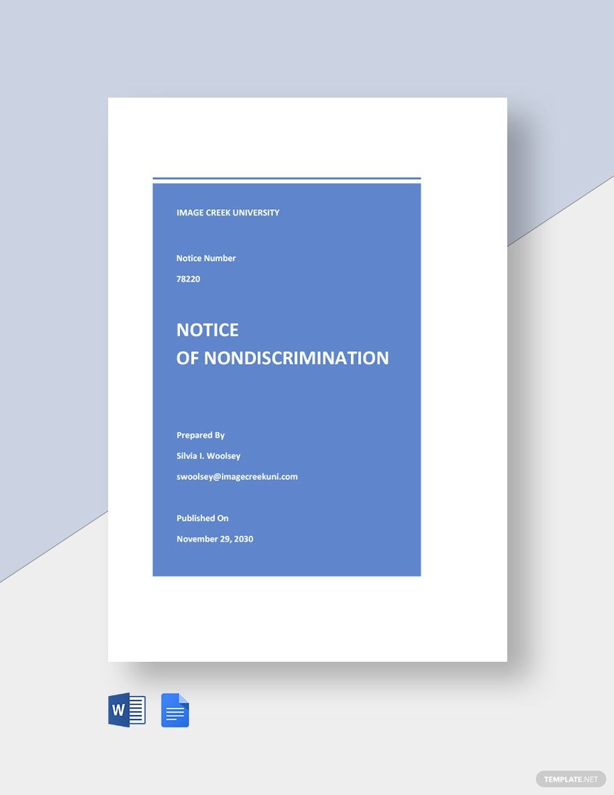 University Notice of Nondiscrimination Template