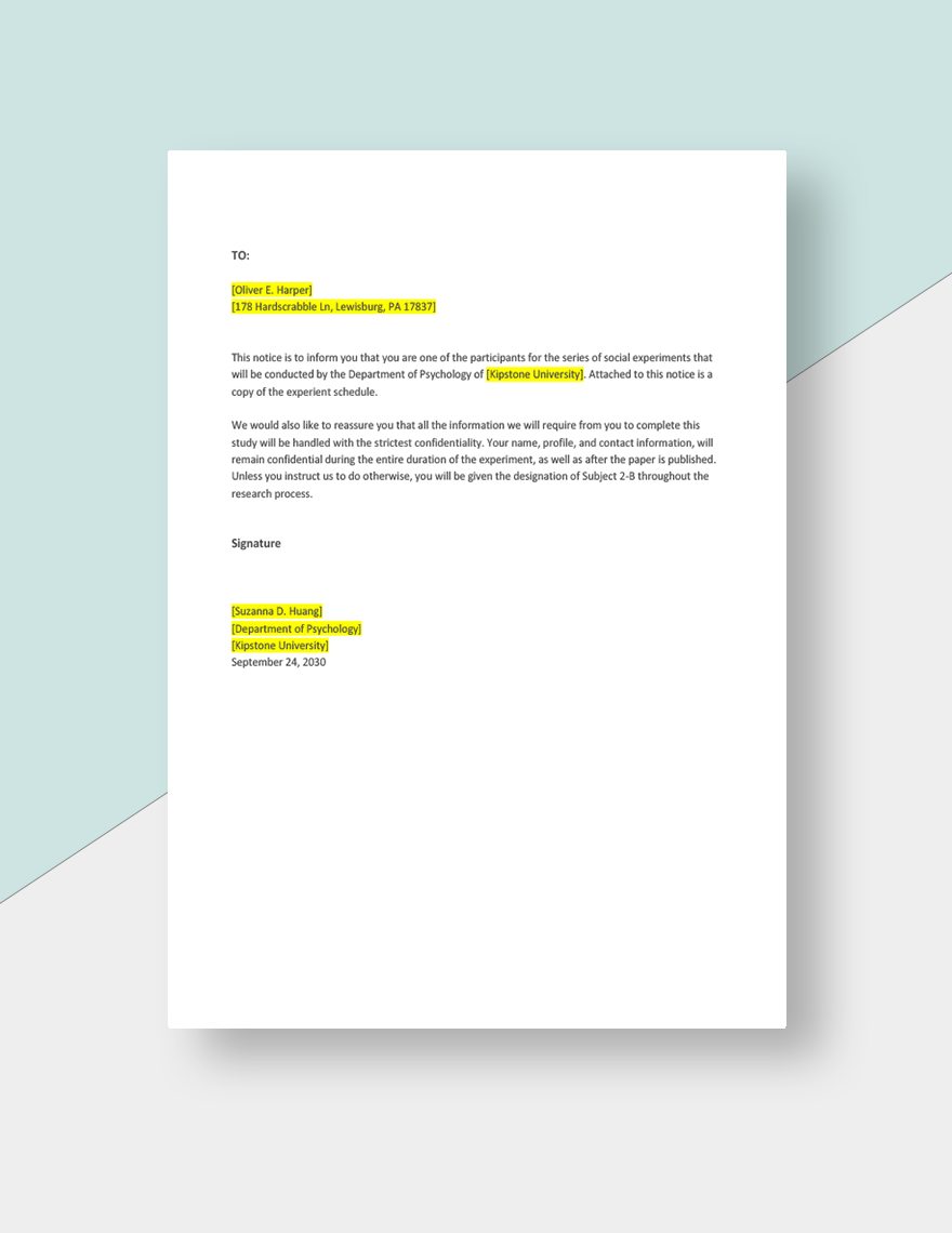 University Research Privacy Notice Template