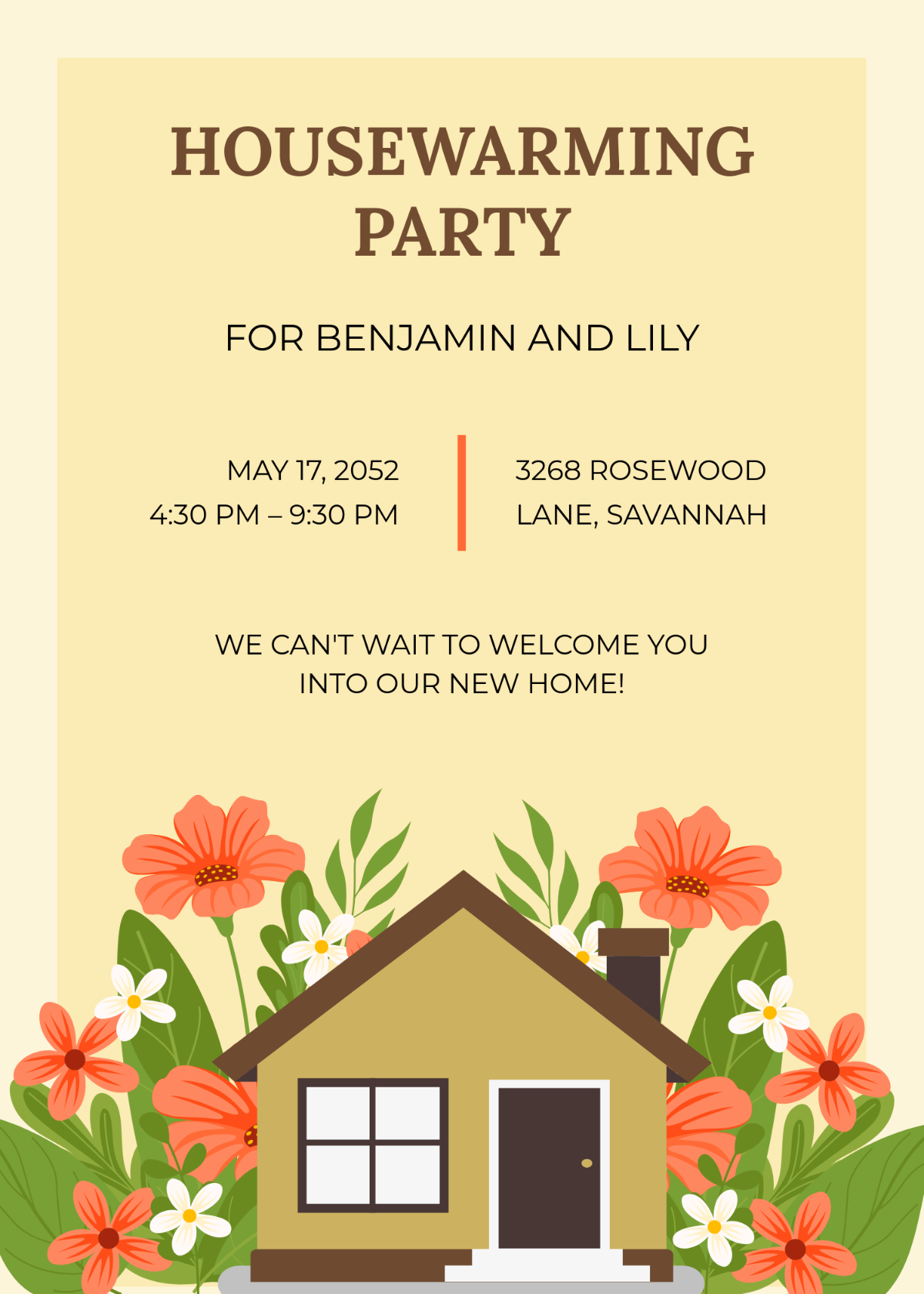 Free Aesthetic Floral Housewarming Invitation Template