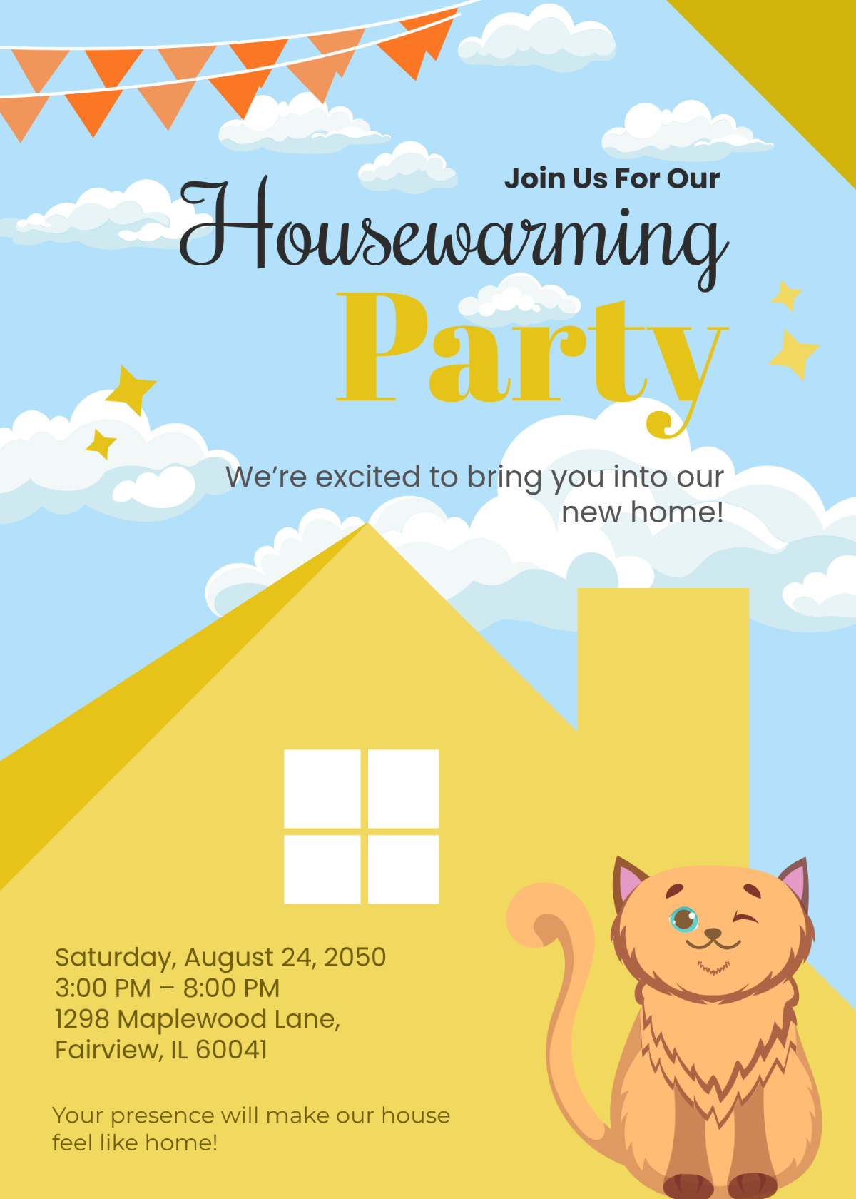 Free Editable English Housewarming Invitation Template