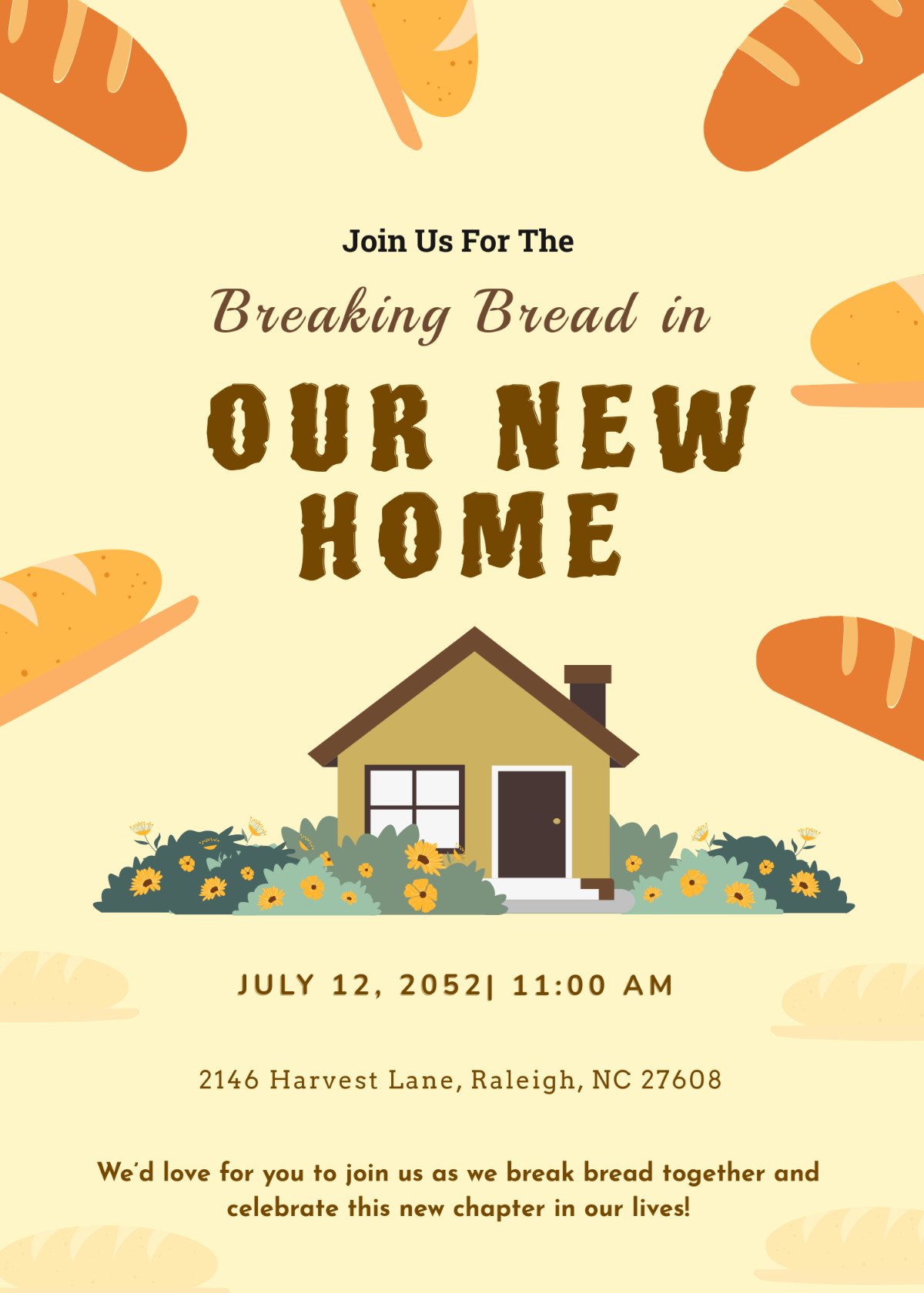 Free Break Bread Housewarming Invitation Template