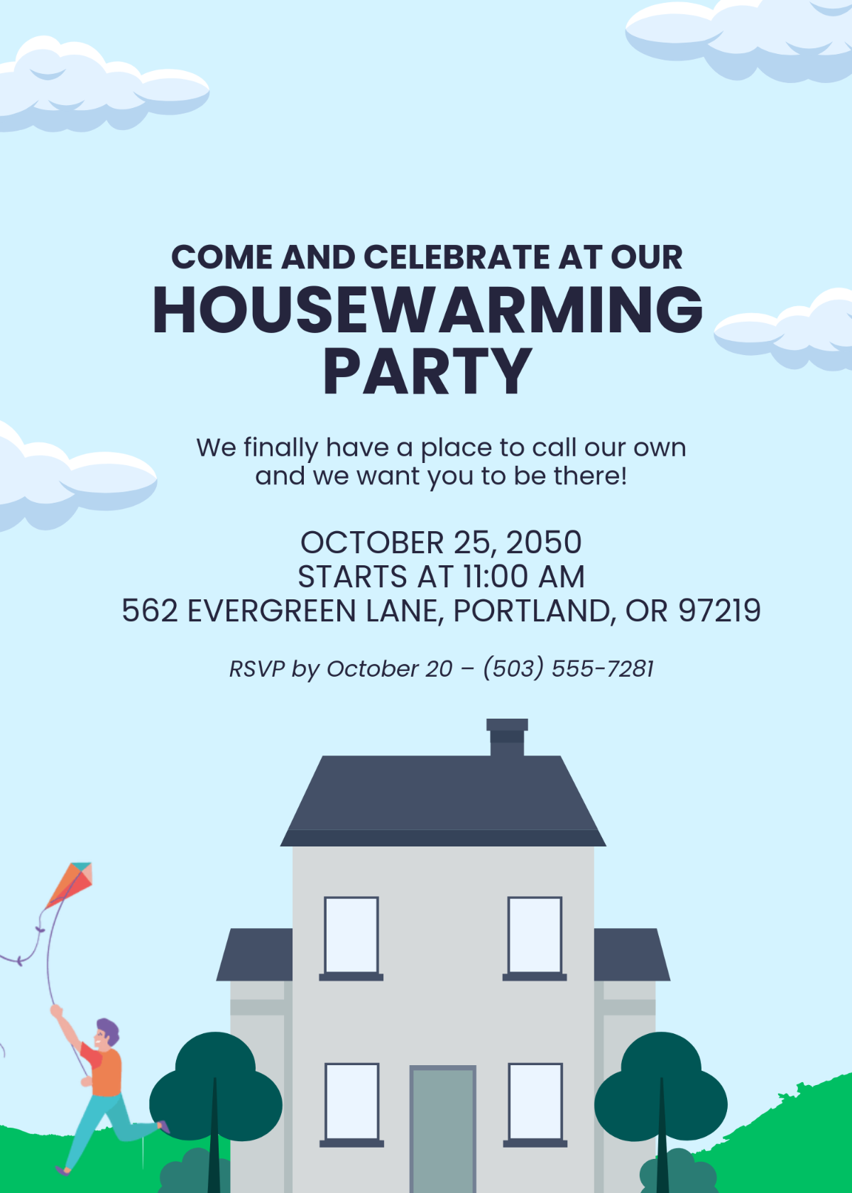 Free Simple Housewarming Invitation Template for First Home