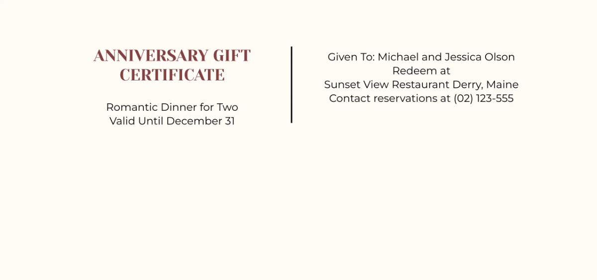 Free Colorful Anniversary Gift Certificate Template to Edit Online