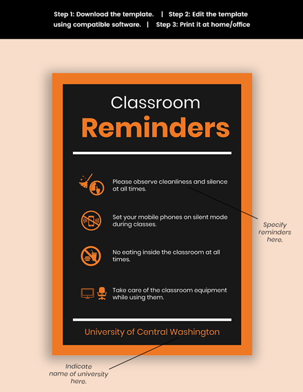 University Classroom Sign Template Sample