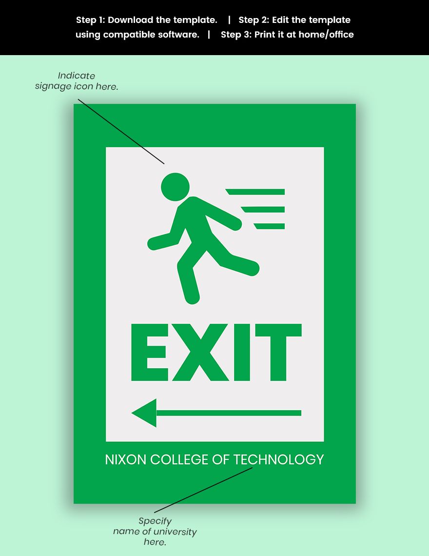 University Exit Sign Template