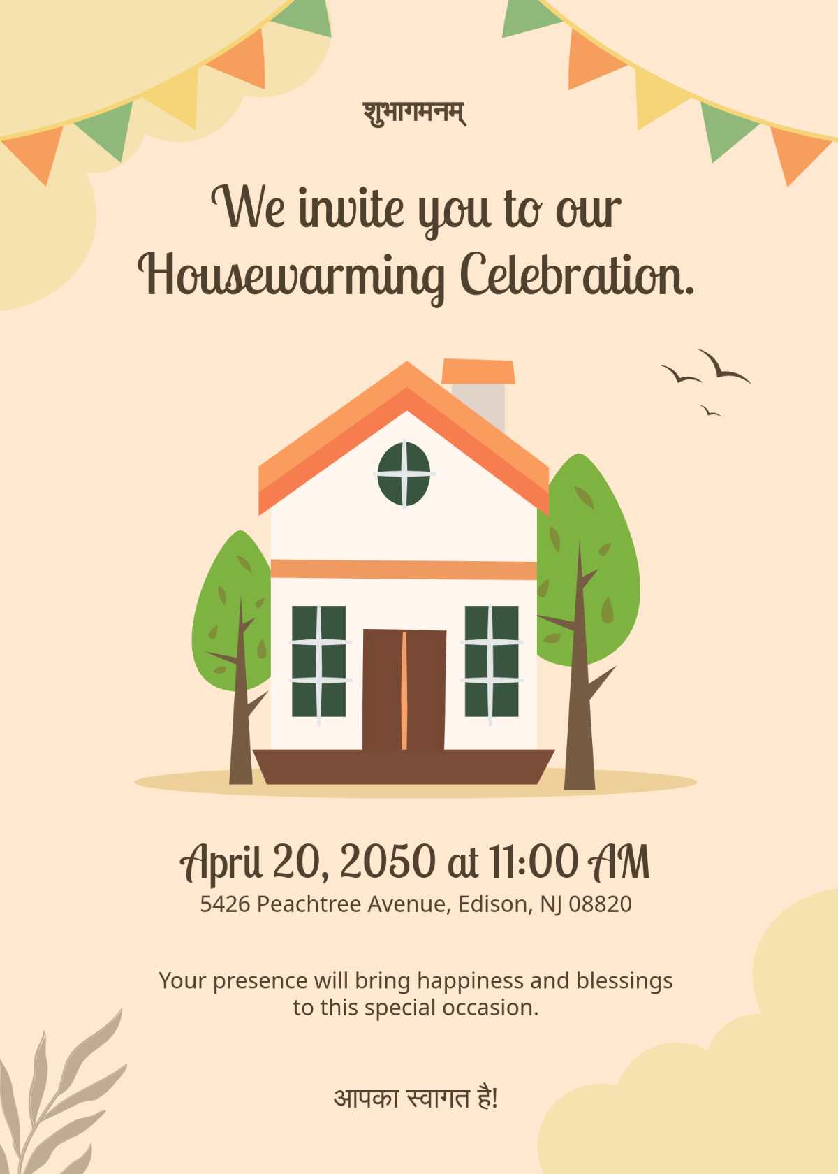 Free Modern Indian Housewarming Invitation Template