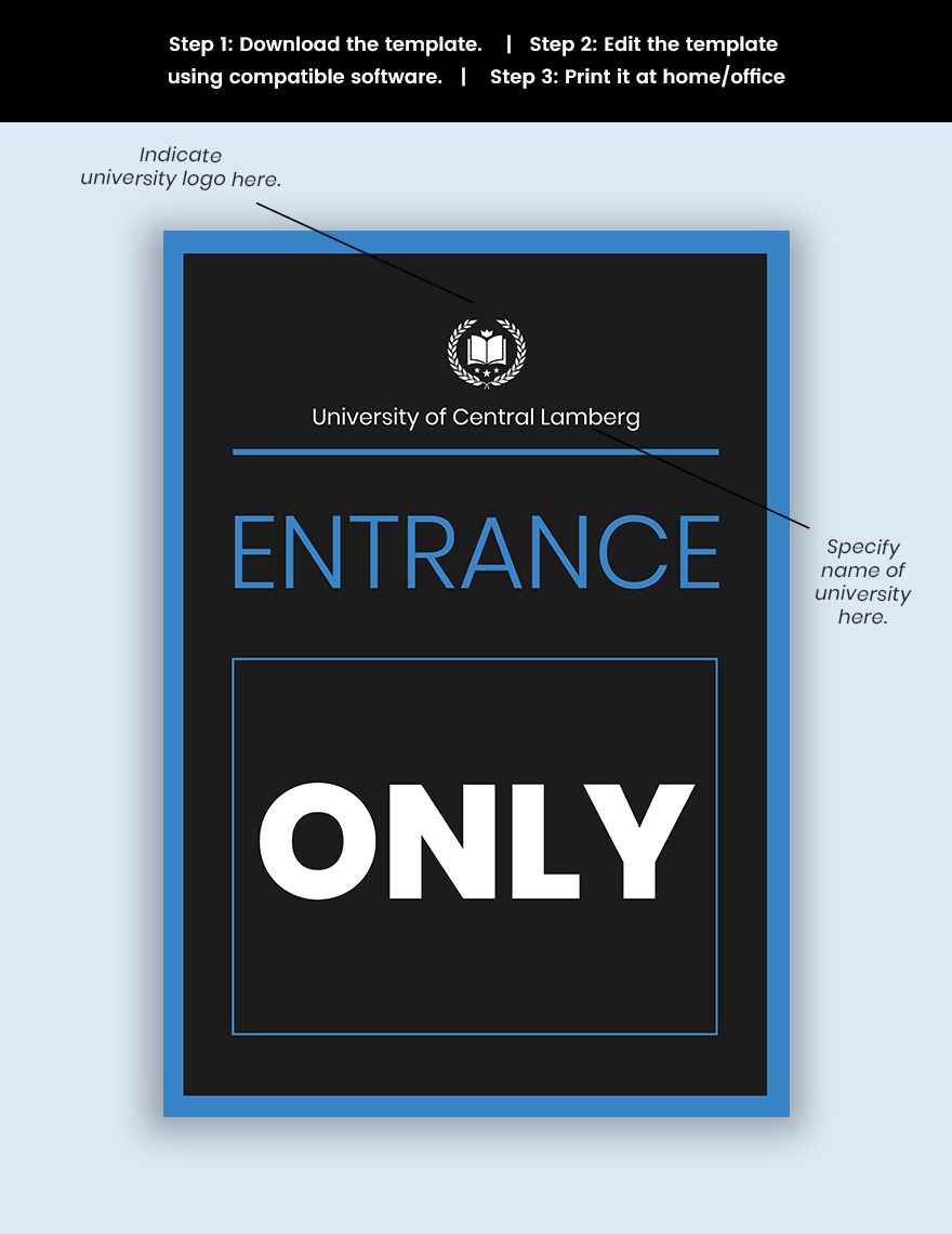 University Entry Sign Template