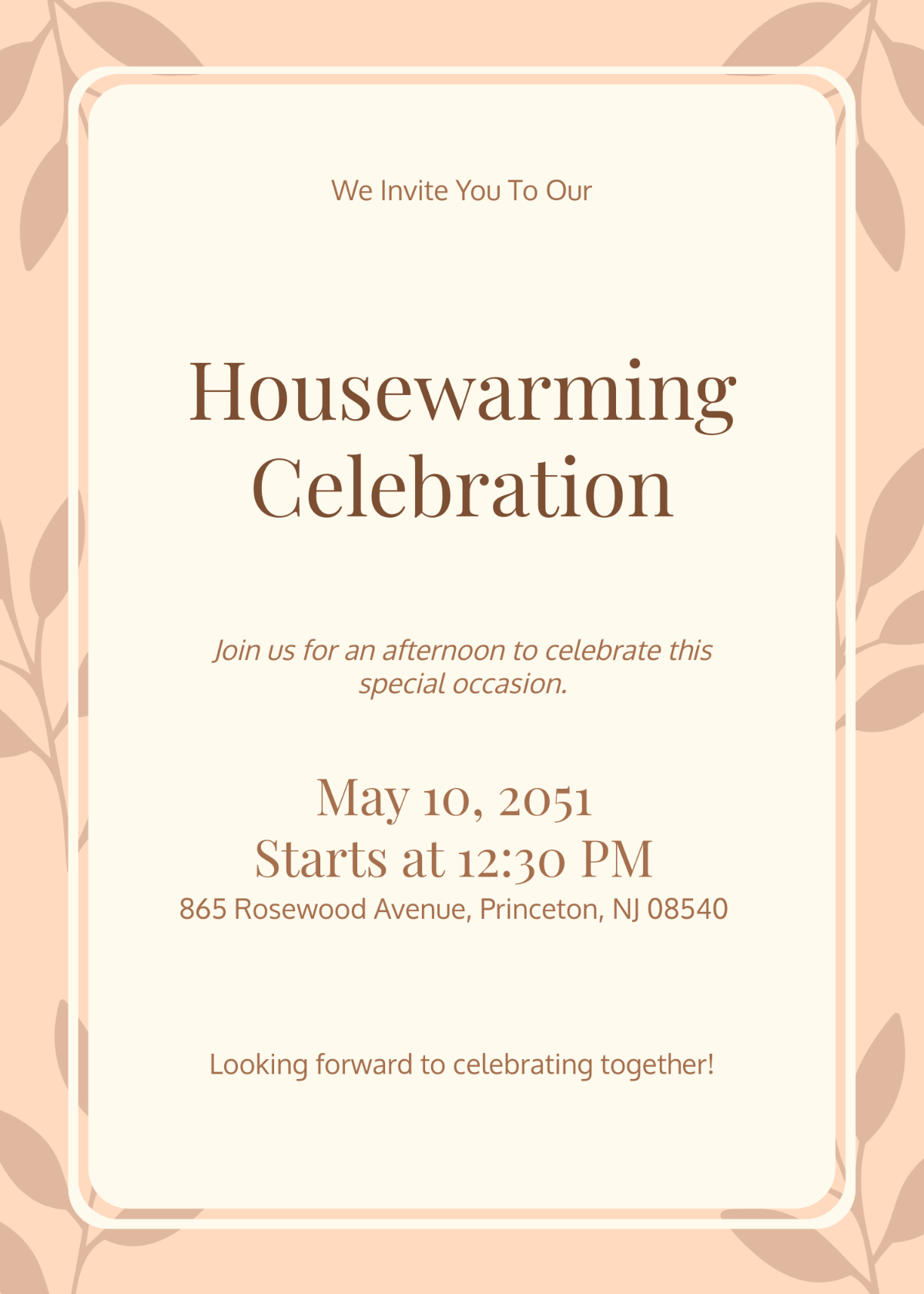 Free Blank Harvest Housewarming Invitation Template