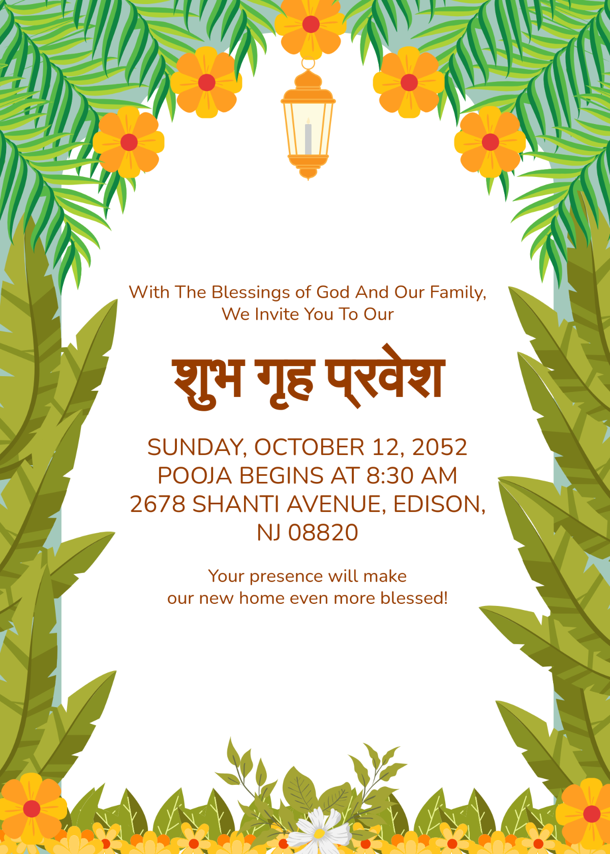 Free Pooja Housewarming Invitation Template