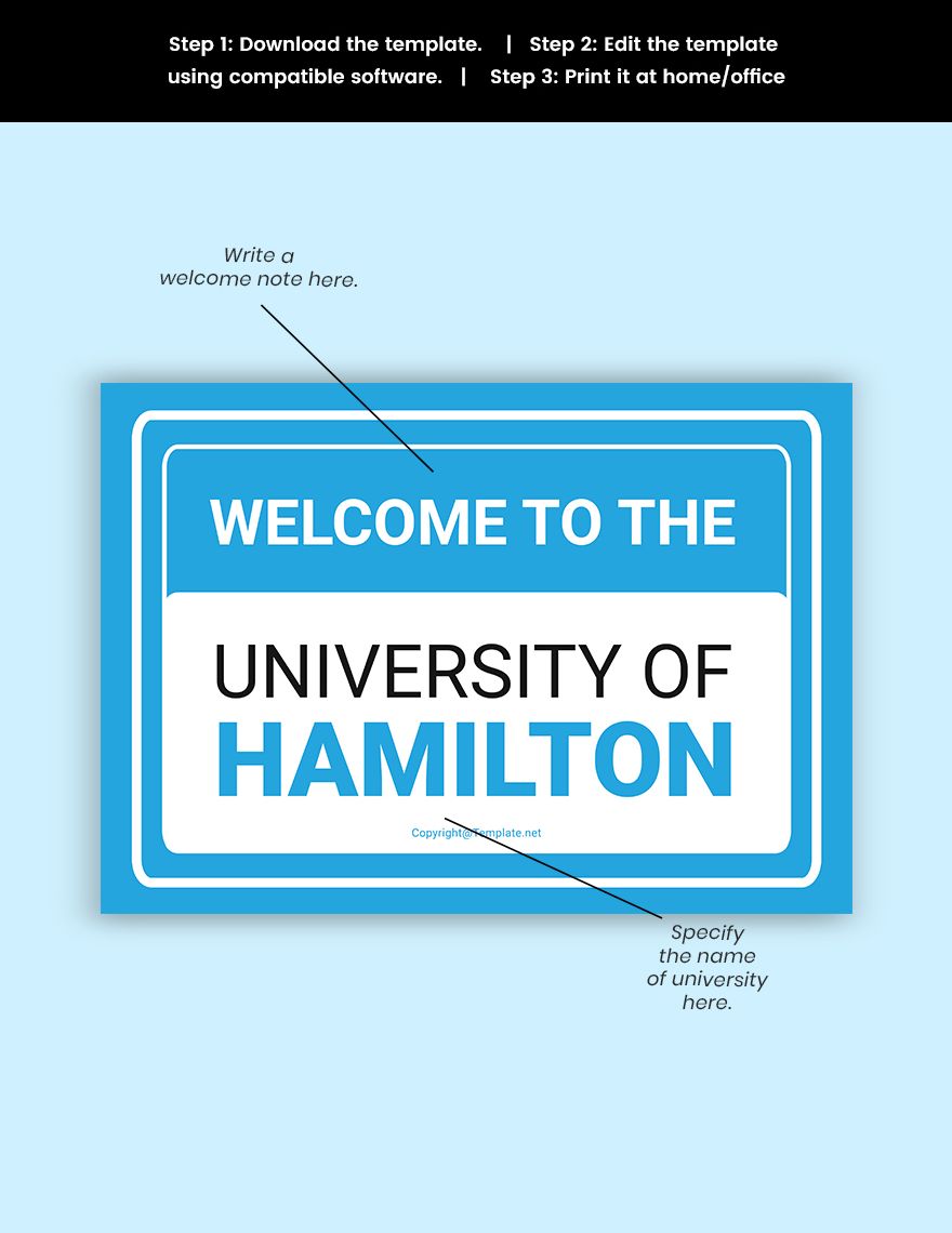 University Welcome Sign Template