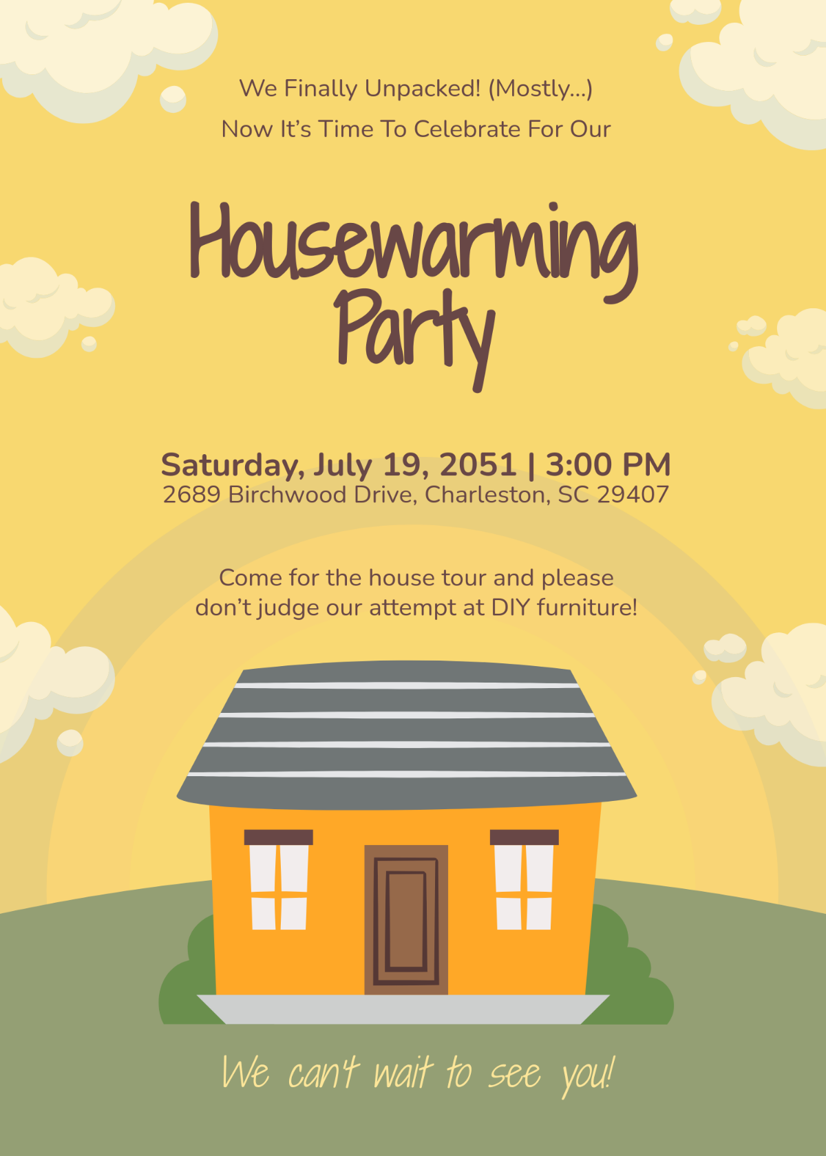 Free Funny Housewarming Invitation Design Template