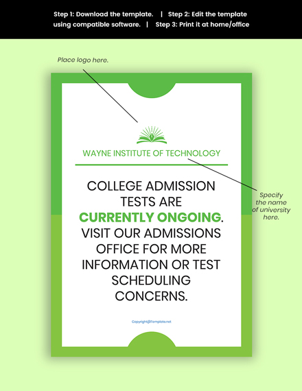 Free University College Board Sign Template sample