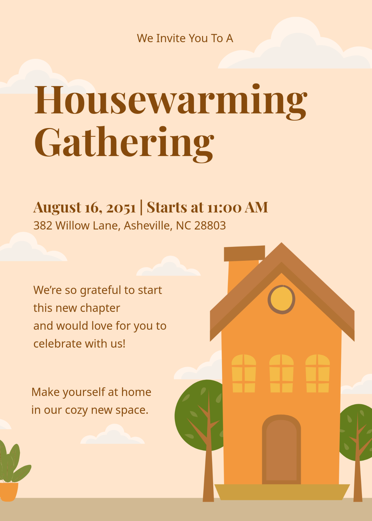 Free Cozy Boho Housewarming Invitation Template