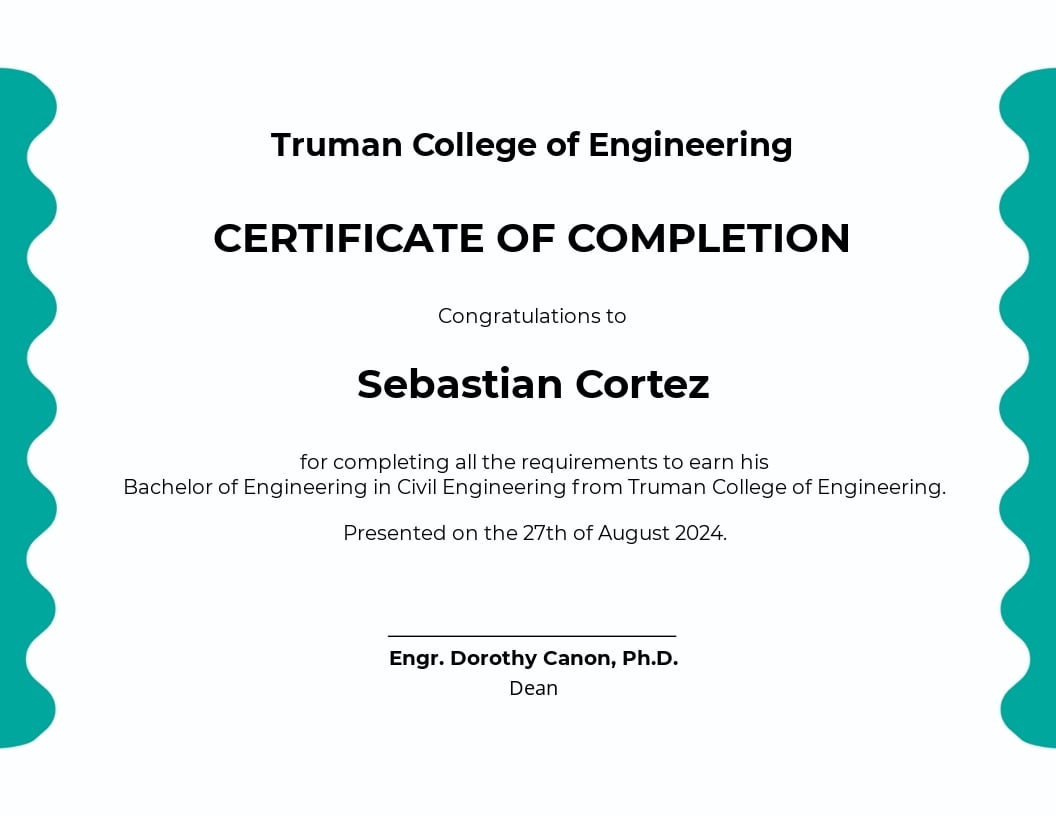 Free University Course Completion Certificate Template - Word, PSD Regarding Class Completion Certificate Template