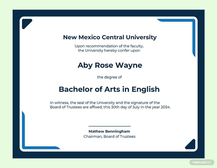 University Diploma Certificate Template