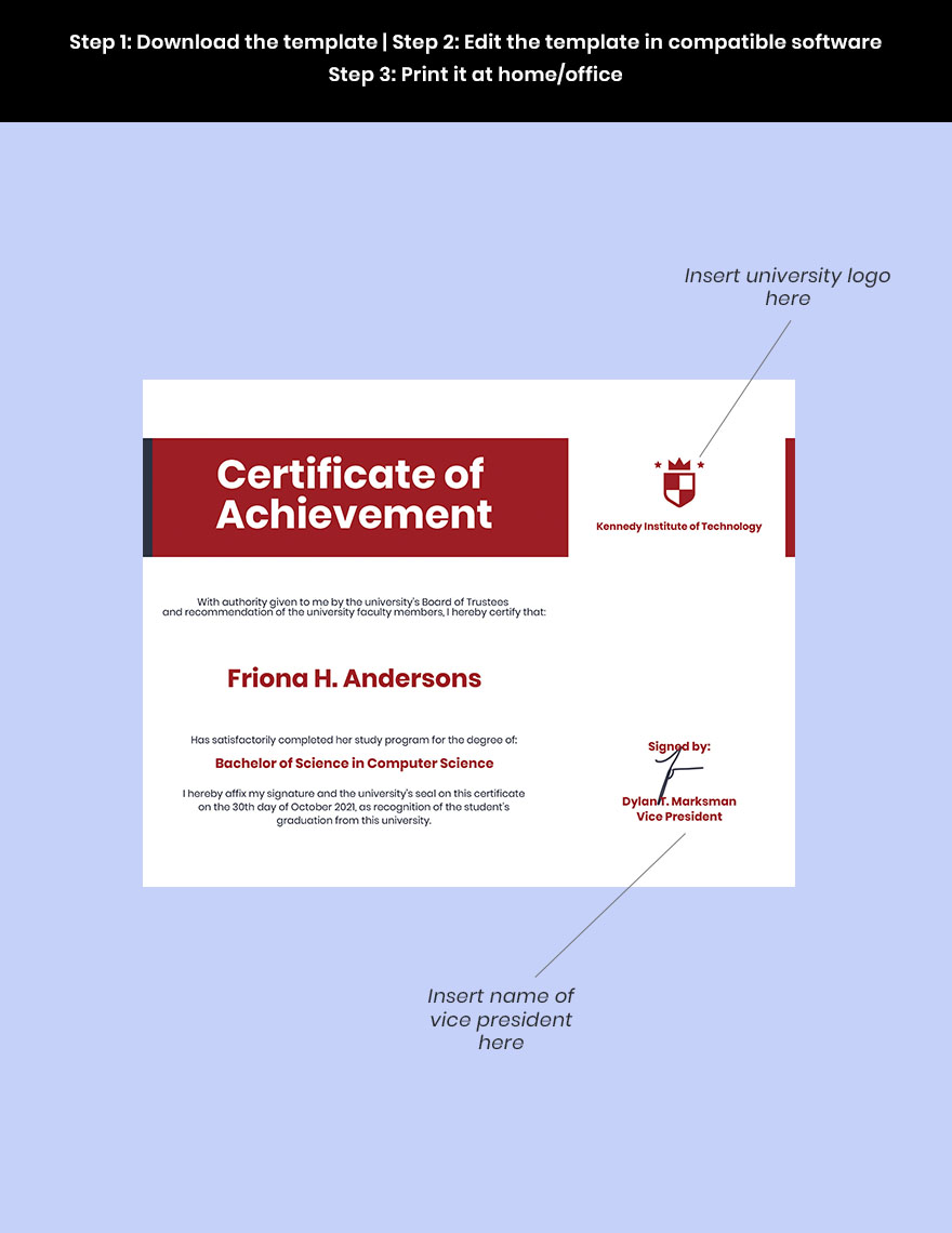 University Graduation Certificate Template example