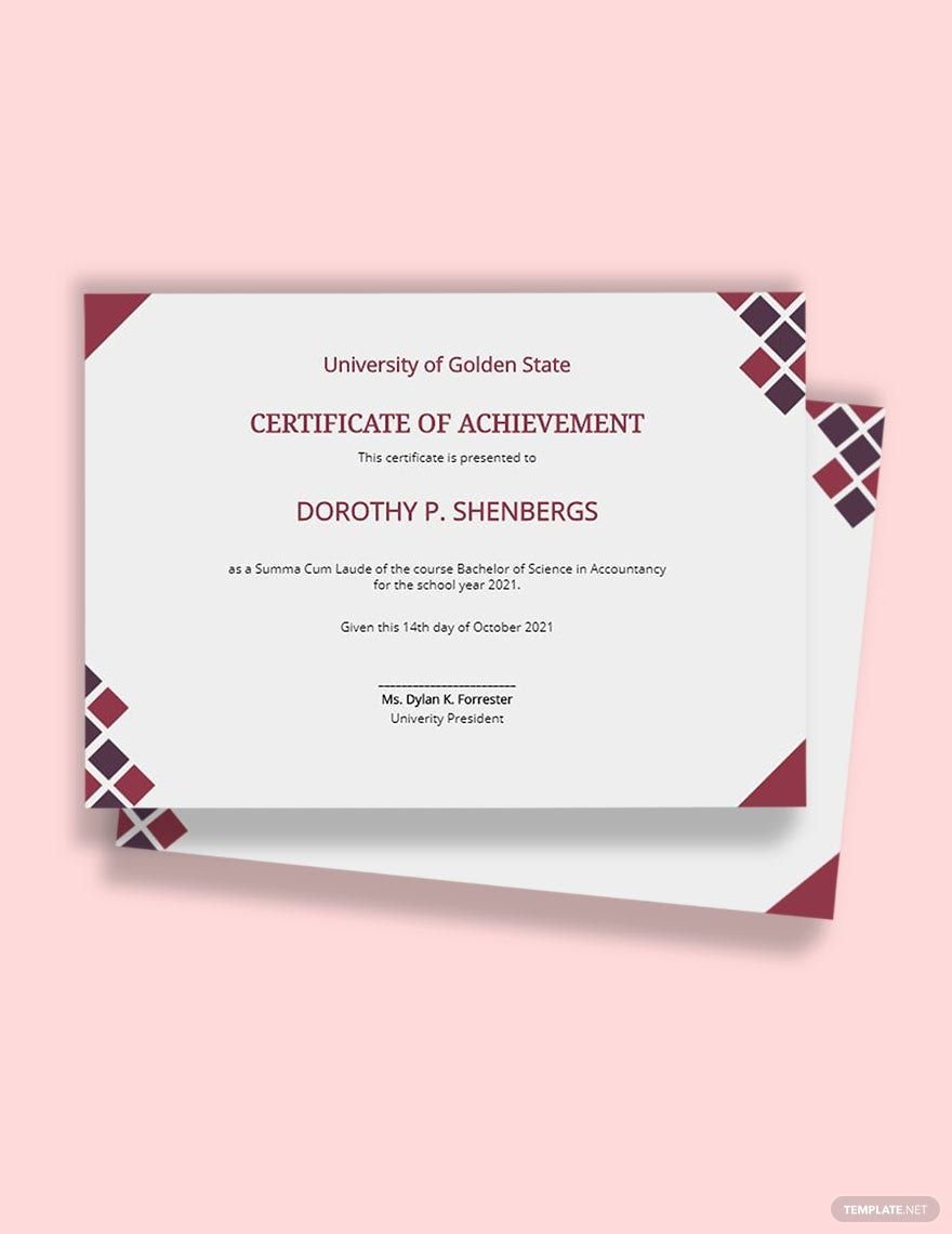 Free Sample University Certificate Template