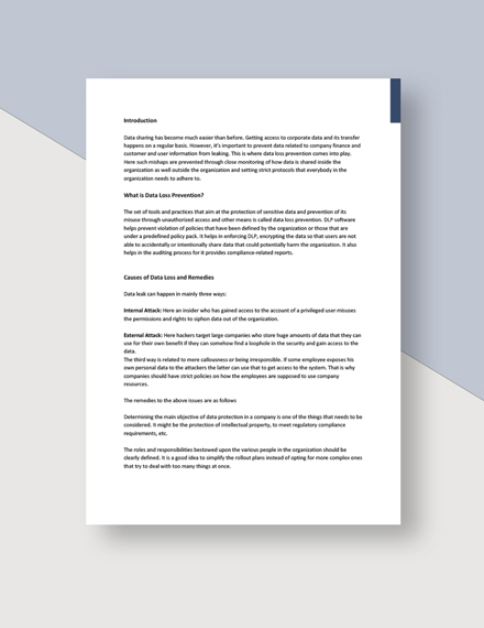 Free Data Loss Prevention White Paper Template Word Template