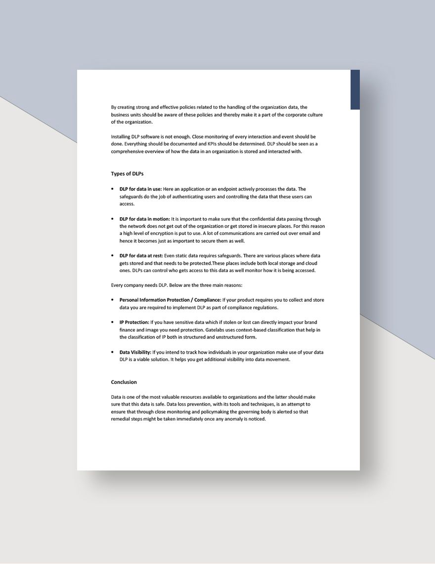 Data Loss Prevention White Paper Template in Word Google Docs