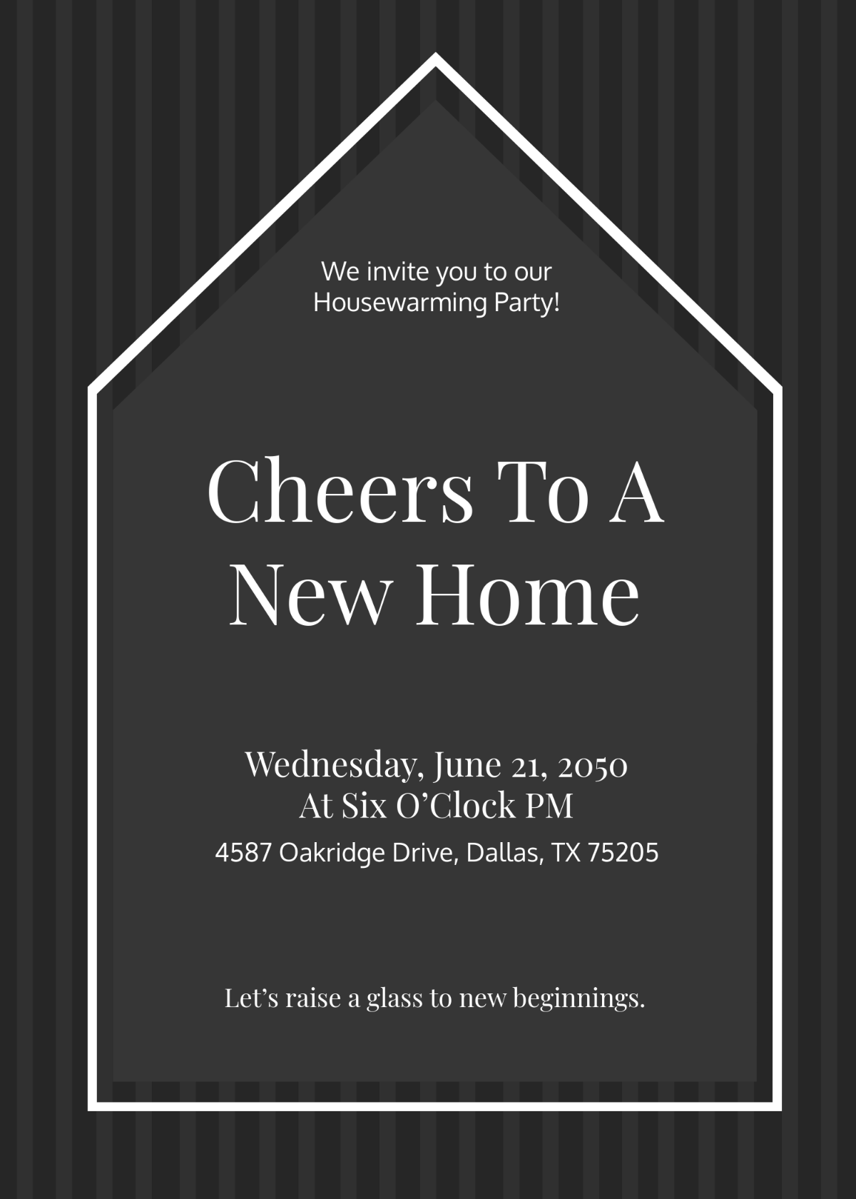 Free Black and White Cheers Housewarming Invitation Template