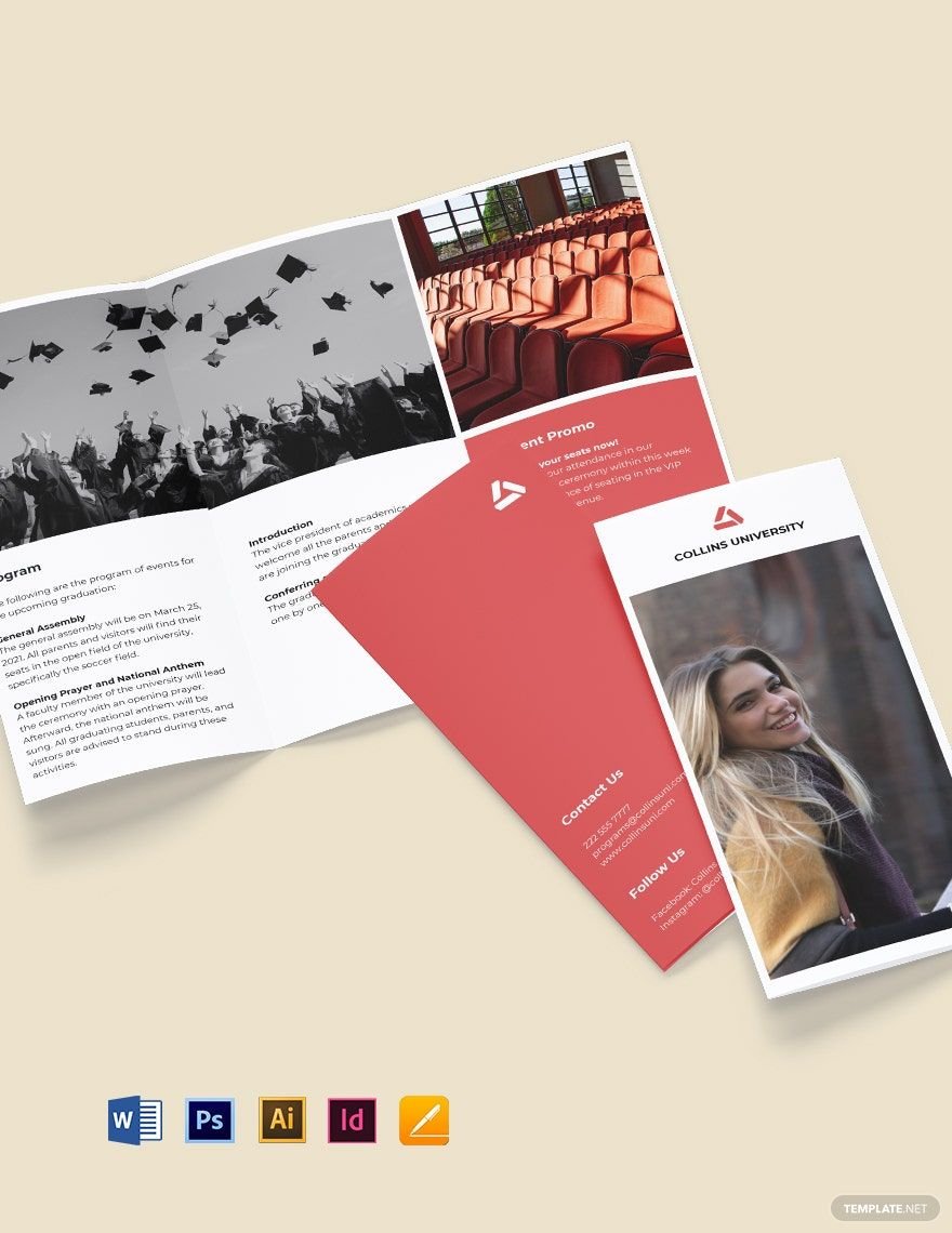 Tri-Fold University Graduation Brochure Template