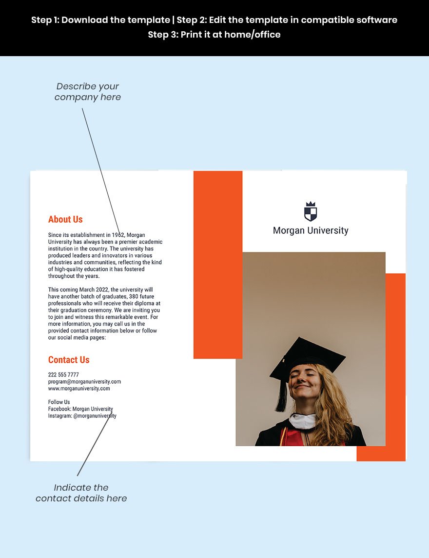 Bi-Fold University Graduation Brochure Template
