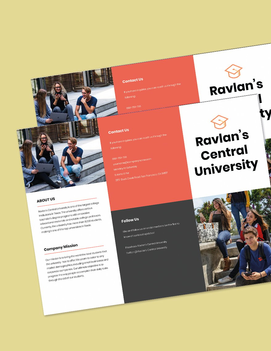 Trifold College University Brochure Template Printable