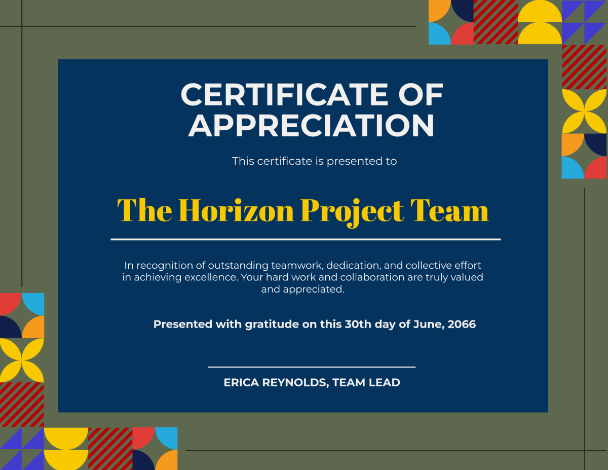 Free Modern Team Appreciation Certificate Template