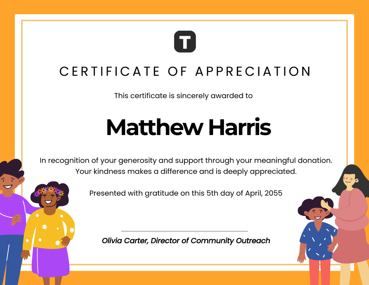 Free Donation Appreciation Certificate Template