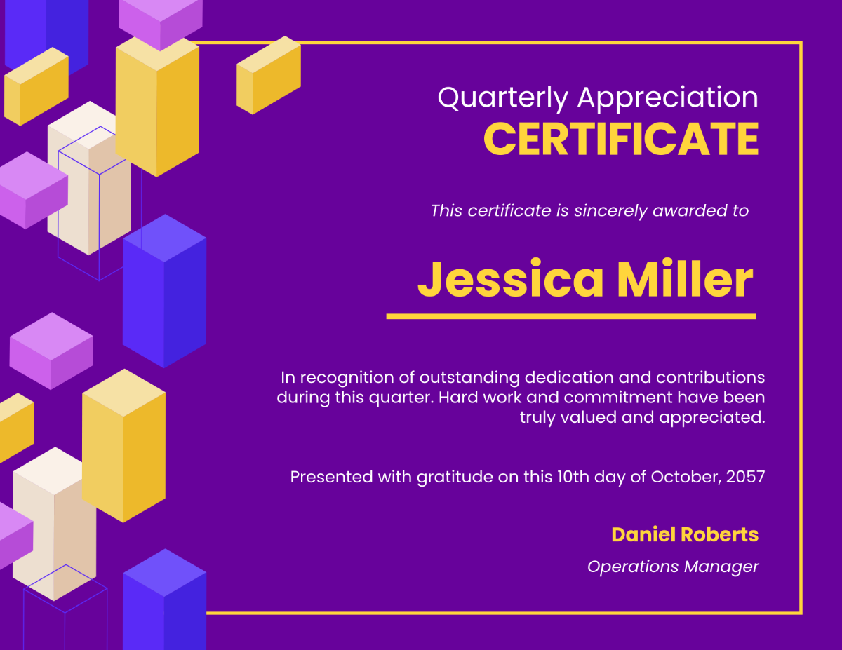 Free Quarterly Appreciation Certificate Template