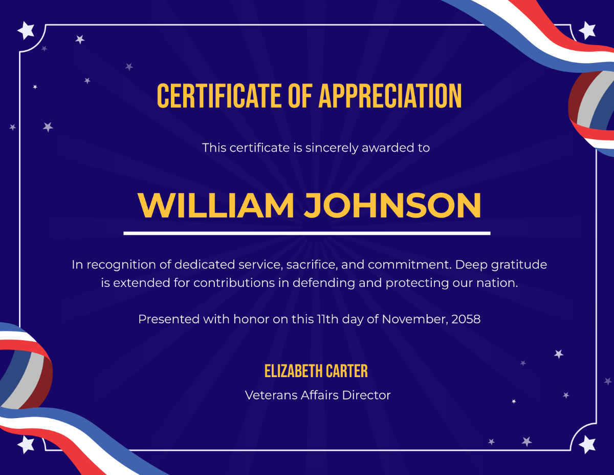 Free Veteran Appreciation Certificate Template