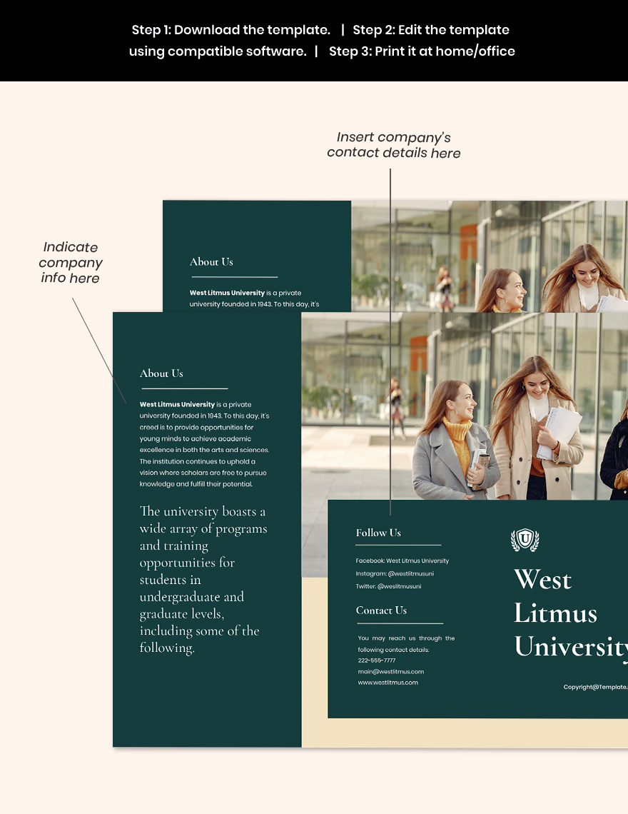 Free Simple Trifold University Brochure Template Example