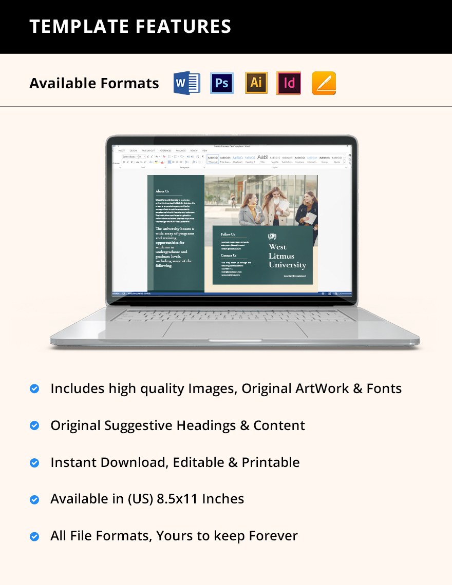 Free Simple Trifold University Brochure Template Format