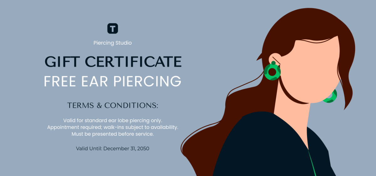 Free Ear Piercing Gift Certificate Template