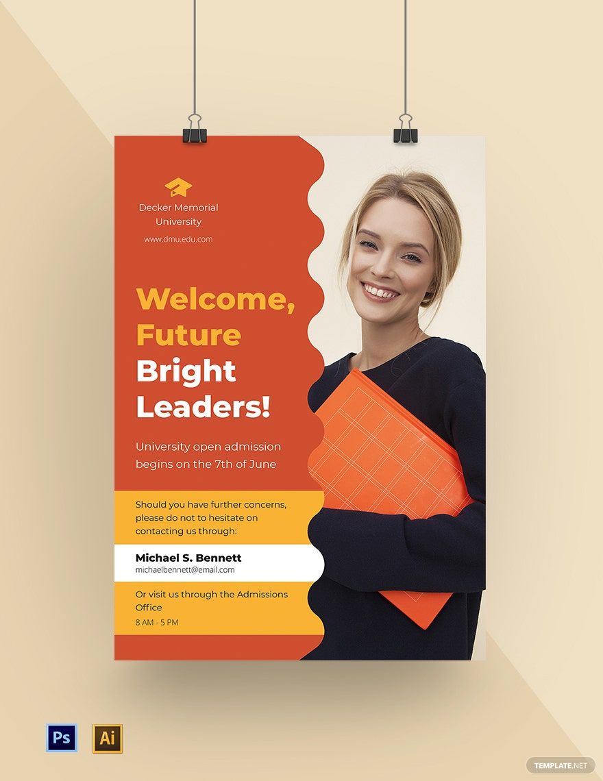 University College Admission Poster Template in PSD, Illustrator ...