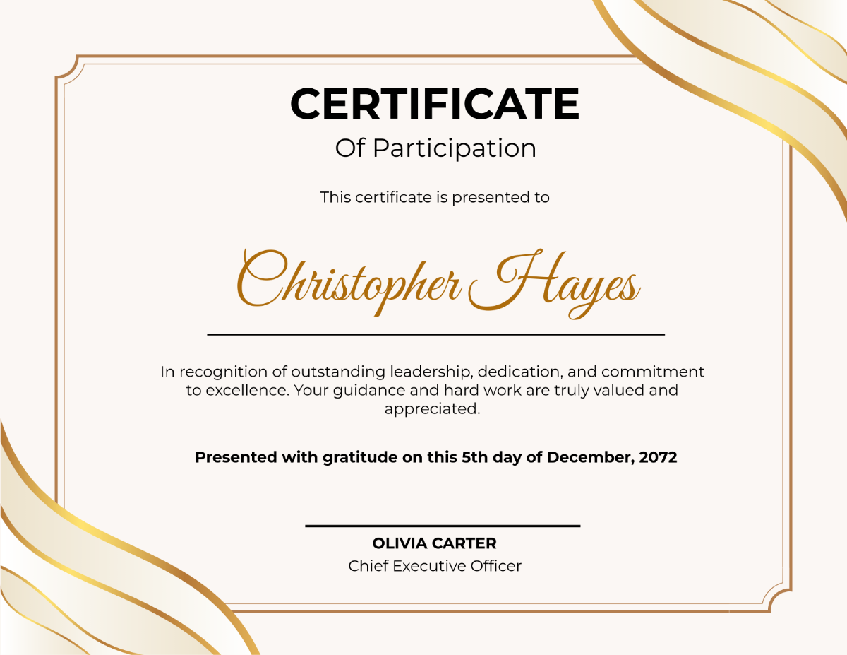 Free Gold and White Appreciation Certificate Template