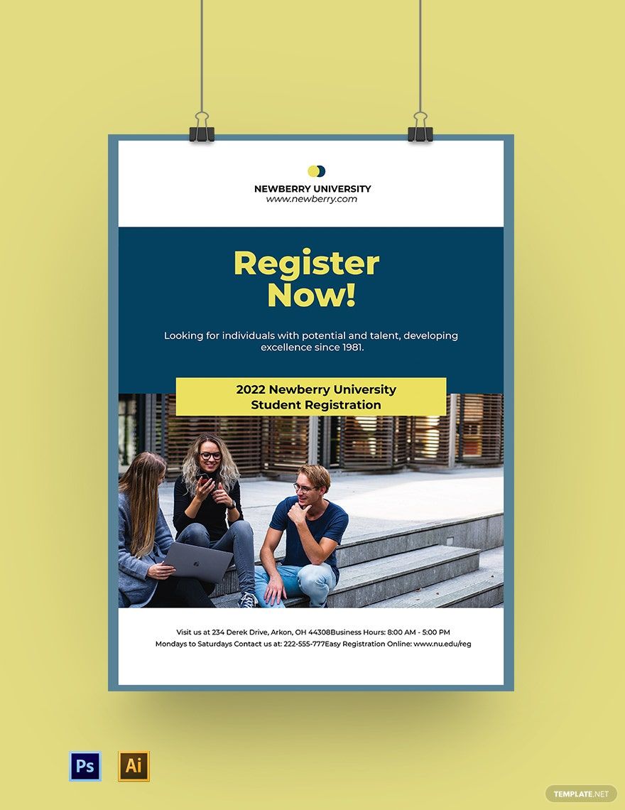 University Registration Poster Template