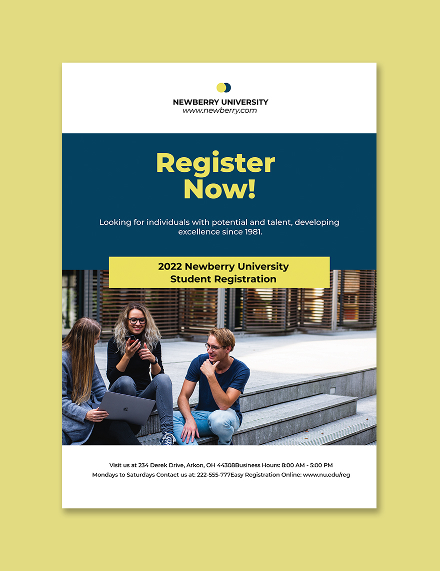 University Registration Poster Template