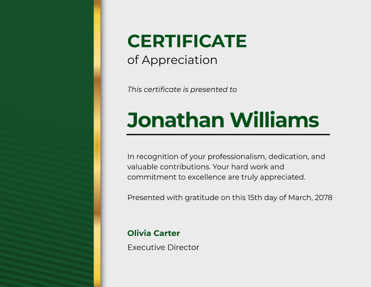 Free Professional Appreciation Certificate Template