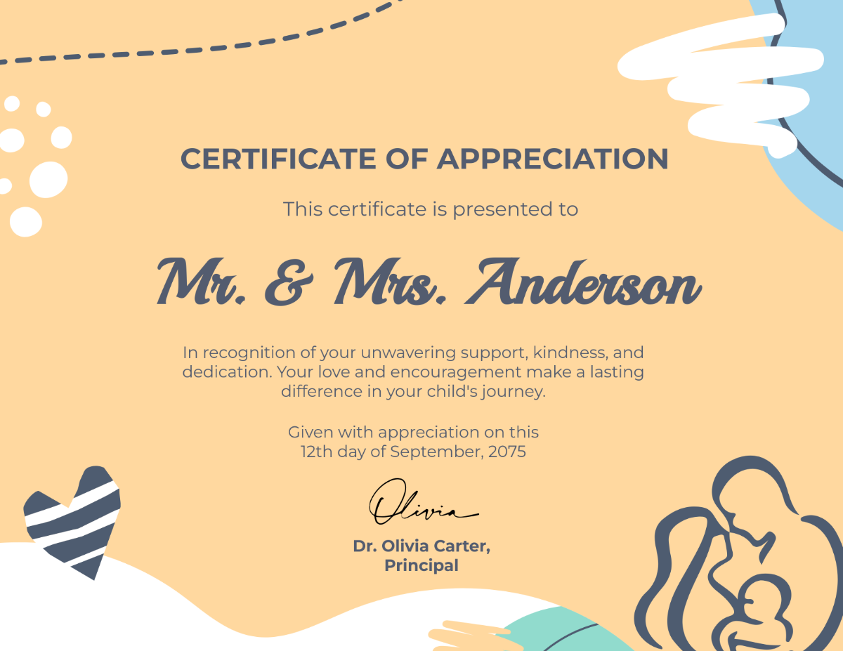 Free Parent Appreciation Certificate Template