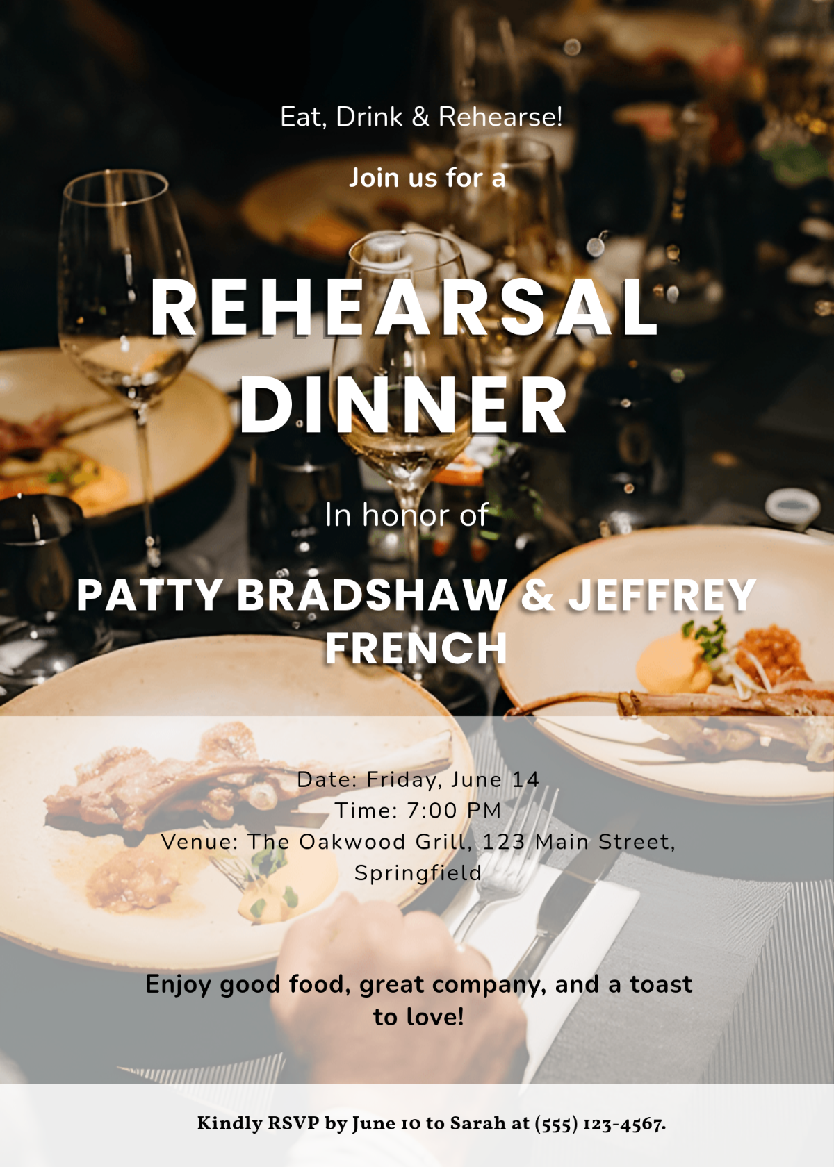 Rehearsal Eat Drink Dinner Invitation Template - Edit Online & Download