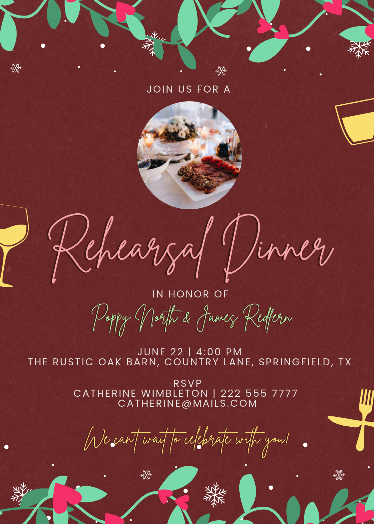 Red Rustic Rehearsal Dinner Invitation Template - Edit Online & Download