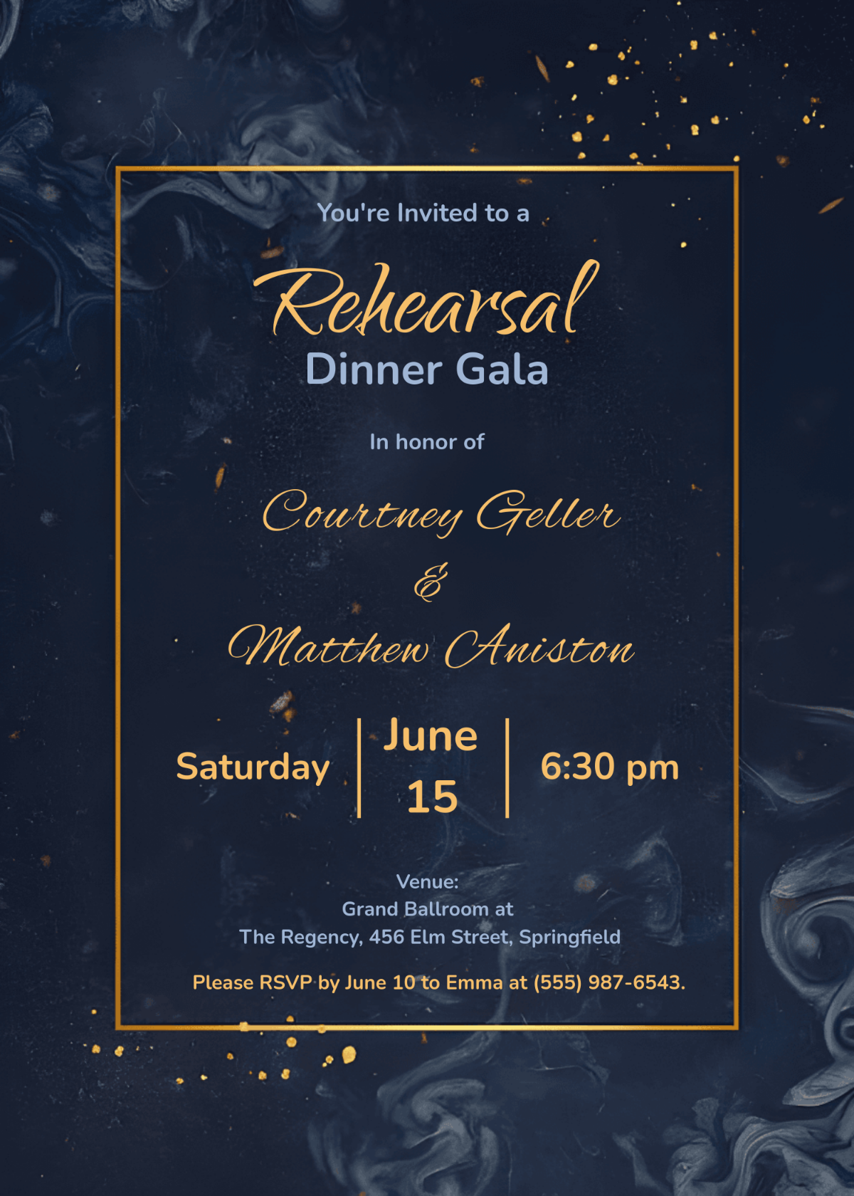 Simple Rehearsal Dinner Gala Invitation Template - Edit Online & Download