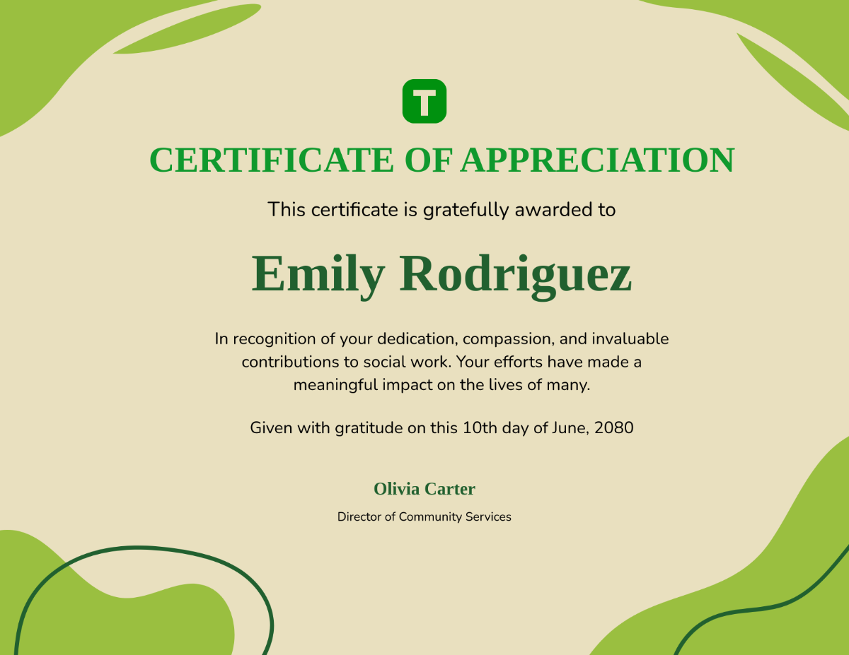 Free Social Work Appreciation Certificate Template