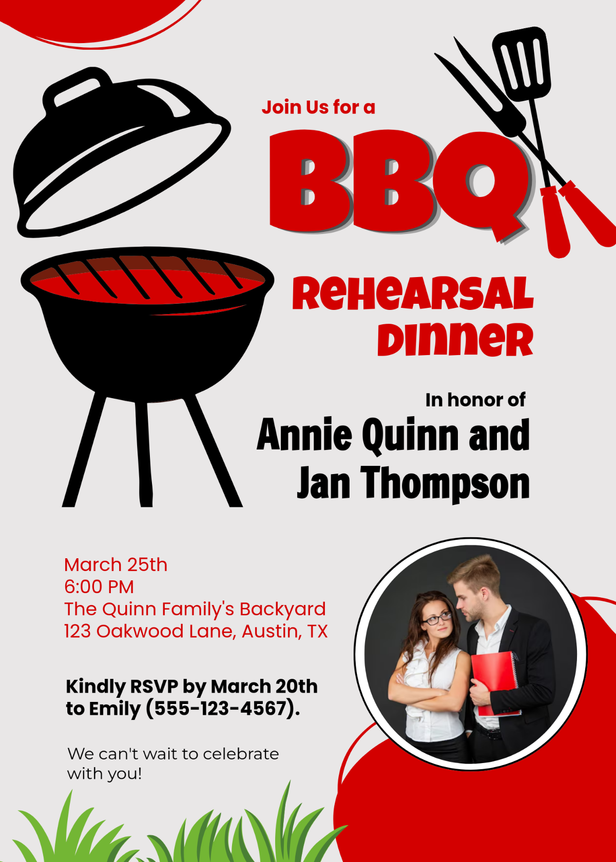 BBQ Rehearsal Dinner Invitation Template - Edit Online & Download