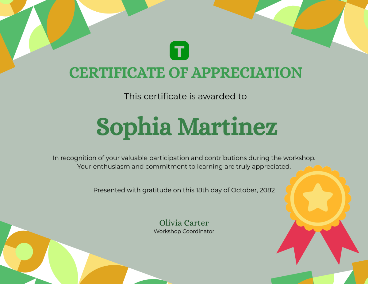 Free Workshop Appreciation Certificate Template