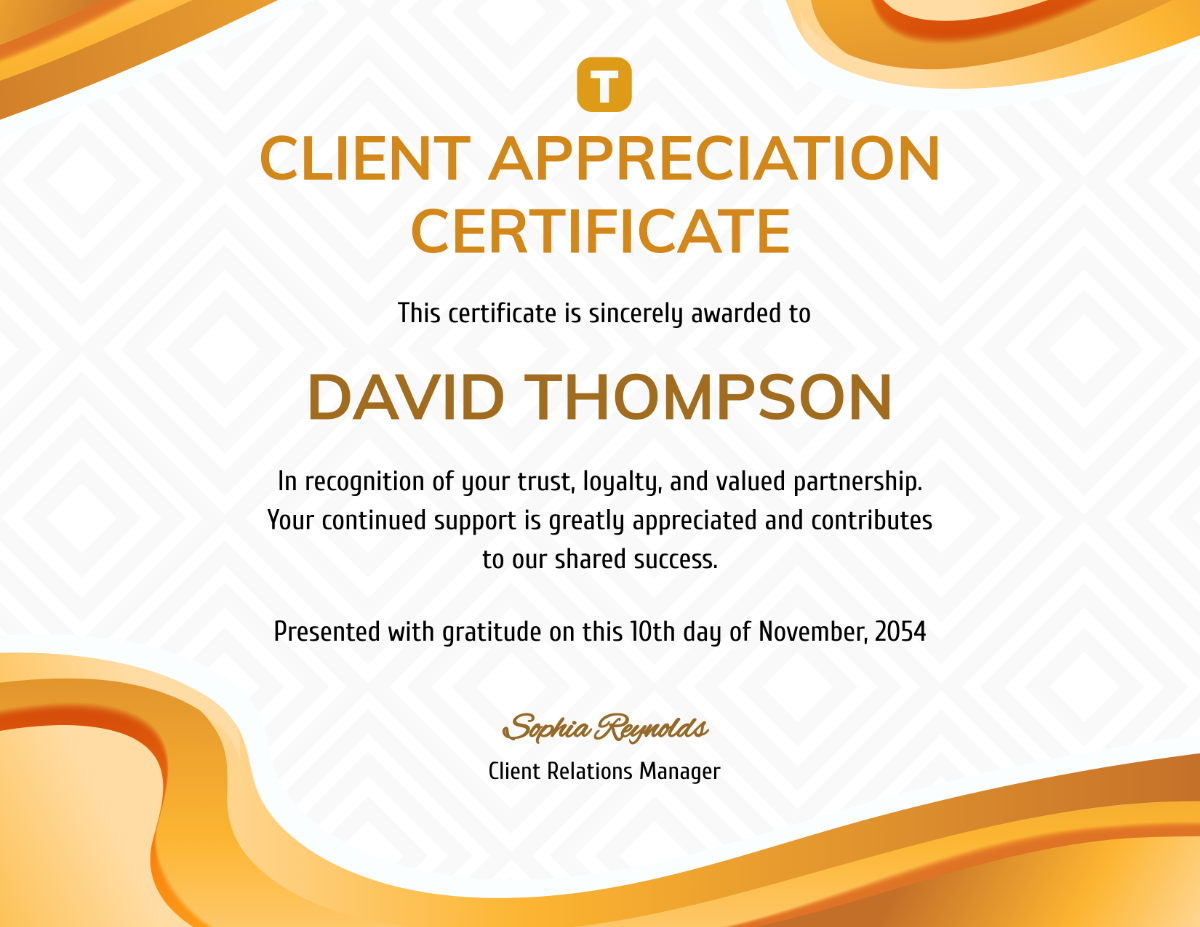 Free Client Appreciation Certificate Template